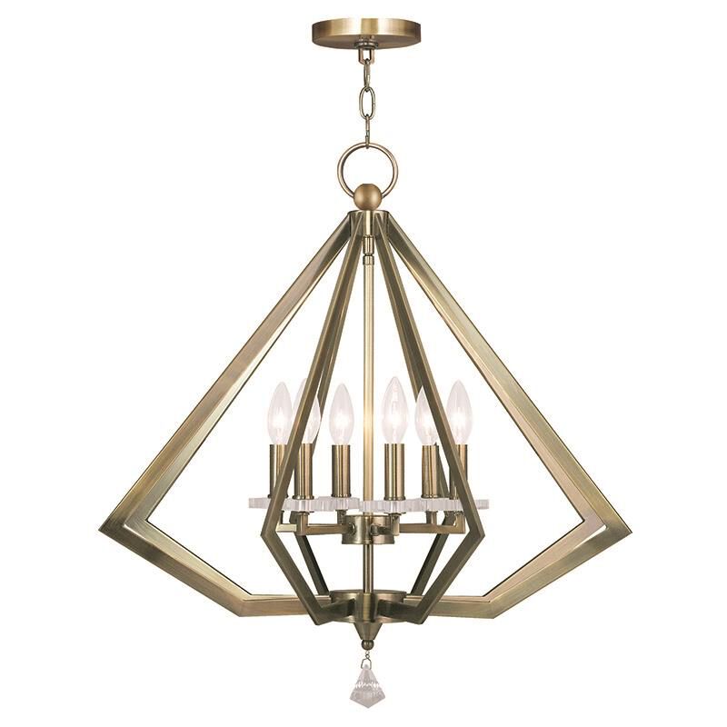 Shown in Antique Brass finish and Clear crystal